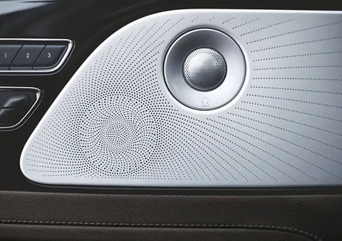 Two speakers of the available audio system are shown in a 2023 Lincoln Aviator® SUV | Kirk Brothers Lincoln of Vicksburg in Vicksburg MS