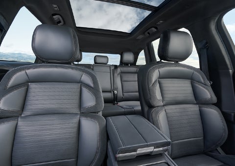 The spacious second row and available panoramic Vista Roof® is shown. | Kirk Brothers Lincoln of Vicksburg in Vicksburg MS
